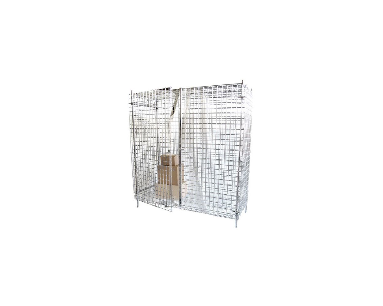 14" Deep x 48" Wide Chrome Stationary Wire Security Cage